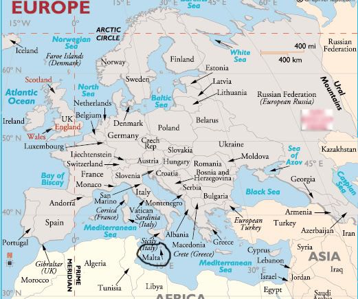 Map Of Europe English