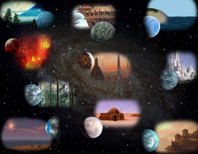From left to right, starting at the top the planet order is like this: Yavin 