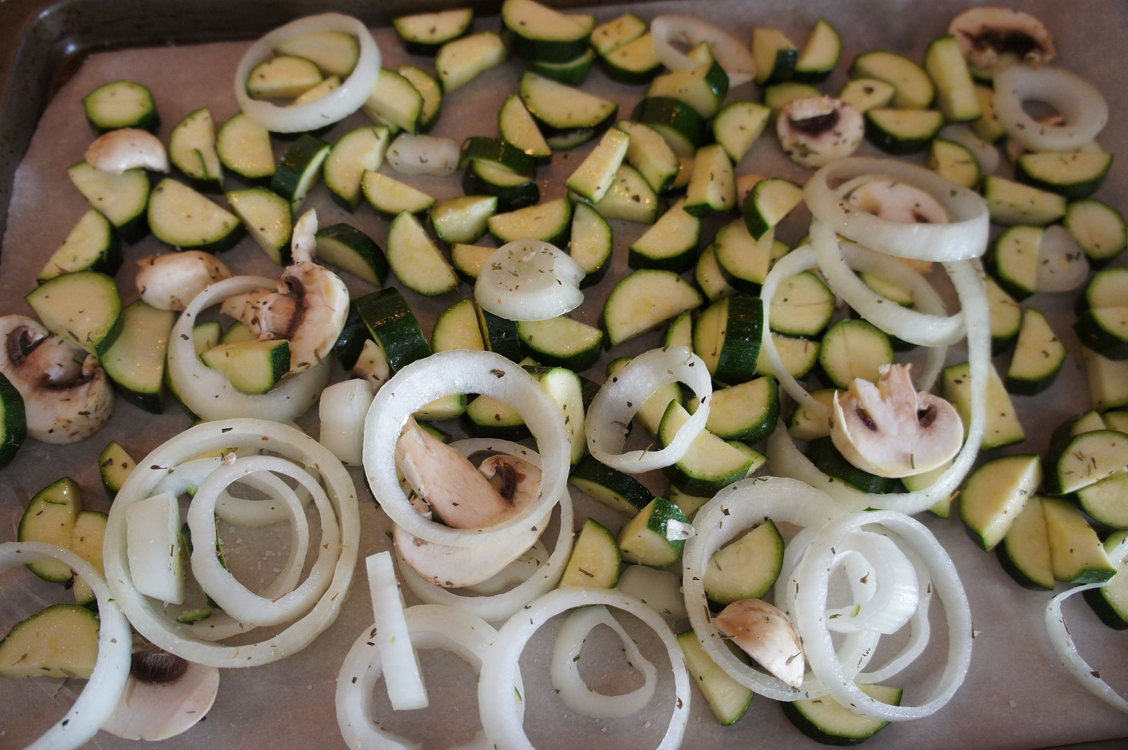 Anne's Odds and Ends Roasted Zucchini, Mushrooms & Onions