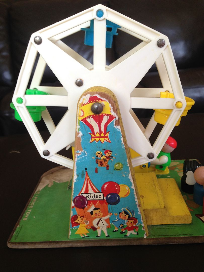 FISHER-PRICE FERRIS WHEEL BASE REPLACEMENT LITHO #969 Little People Play Family 