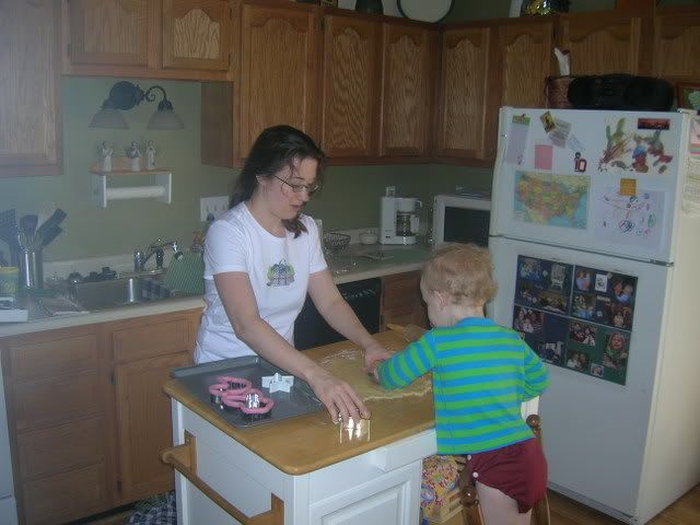 Jonas and Mommy baking sugar cookies