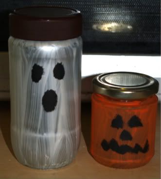 Ghost &amp; jackolantern candle crafts Halloween 2010