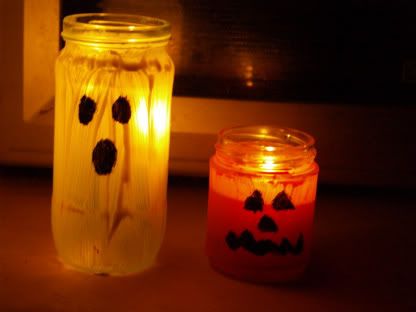 Ghost &amp; jackolantern candle crafts1 Halloween 2010