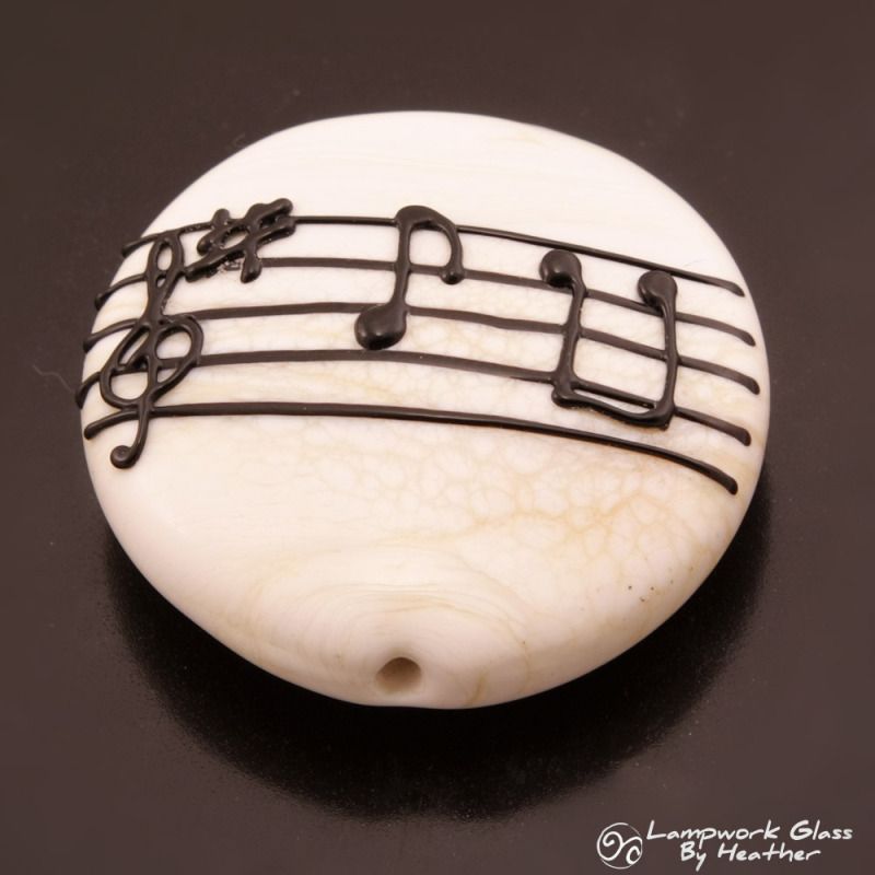 Handmade Lampwork Bead Focal Black Musical Score Cream Lentil Music Note Sra Ebay 9406