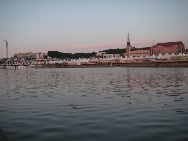 tents lined the river