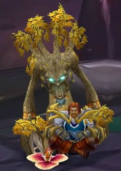 Level 62, Khoura and her pet plant with Stadht in the Outlands