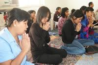 Prayers at Buddhist Temple