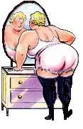 Fat lady in mirror Pictures, Images and Photos