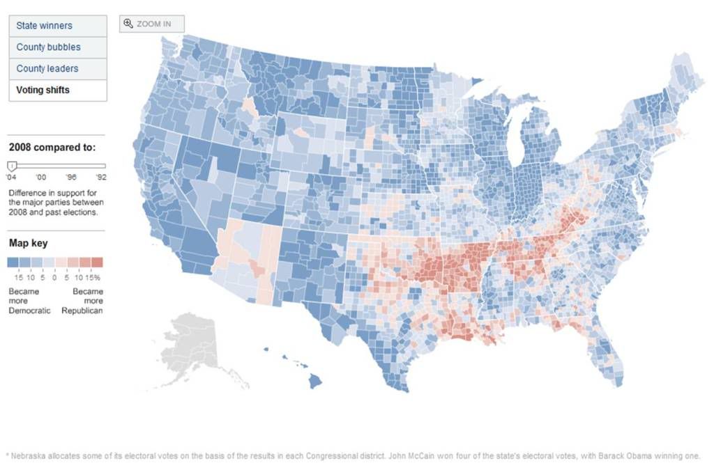 map of how much more democratic