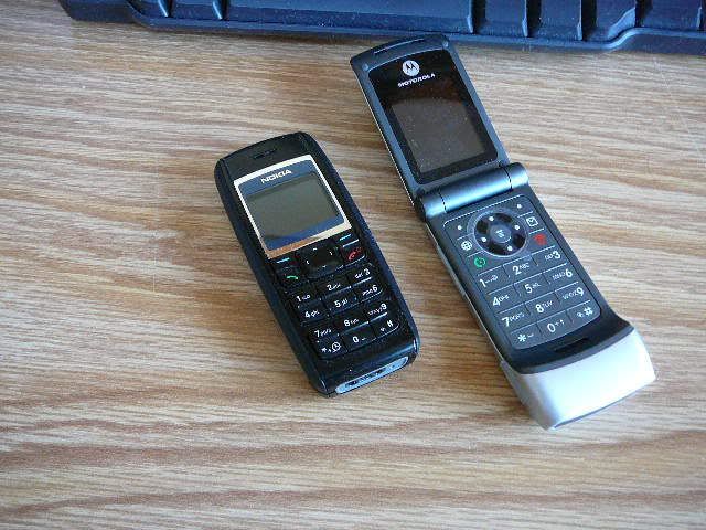 This picture shows a Tracfone Nokia 1600 and a Tracfone Motorola W370.