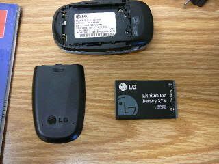 LG 200c battery and back of phone.