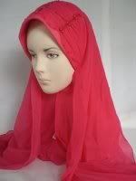 Jilbab lilit merah fanta smok mutiara