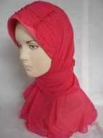 Jilbab lilit merah fanta smok mutiara