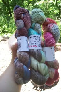 Lime and violet sock yarn
