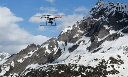 The MD4-1000 UAV was flown for 25 minutes using GPS waypoint navigation across the Alps in June 2013.