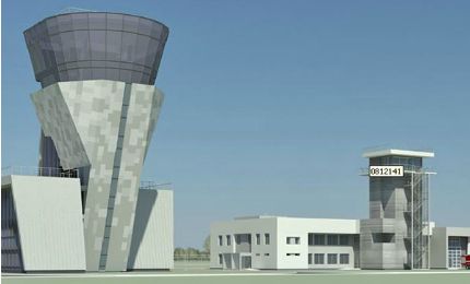 The Yuzhny airport project also includes the construction of a control tower.
