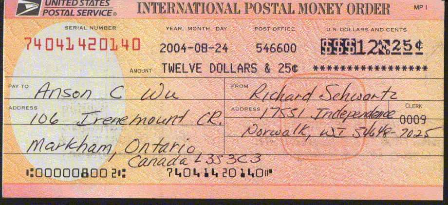 INTERNATIONAL MONEY ORDERS international money orders: