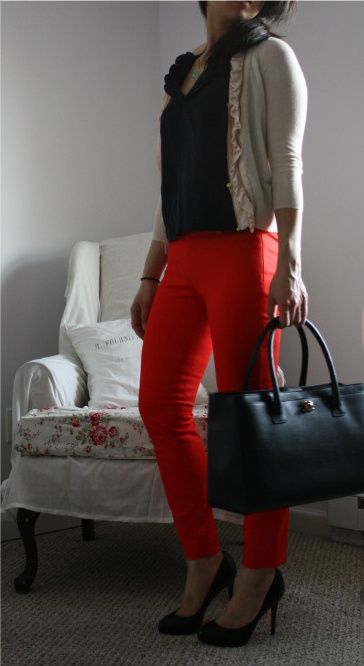 JCrew, Louboutin, Chanel, JCrew Minnie Twill in Vibrant Flame, Louboutin New Declic, Chanel Cerf