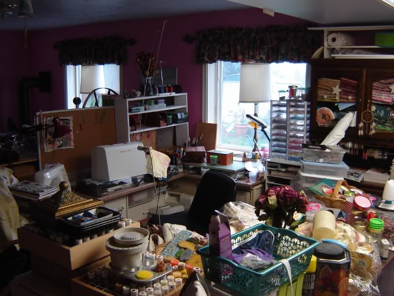 Current studio space, Disaster in the middle of the family room.