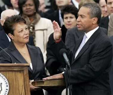 deval patrick and his wife. Deval Patrick takes the oath