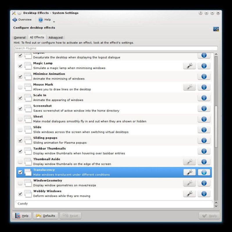 Desktop Effects - System Settings UFW KControl Module