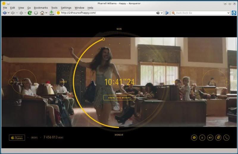 Still from 24 Hours of Happy, showing on-screen controls