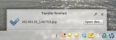 KDE on your PC notifies you when a file has been sent via KDE Connect