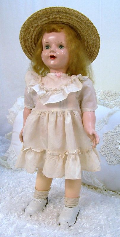 Vintage Mechanical Walking Talking Doll 1950s - 25 Inches - Rollers on ...