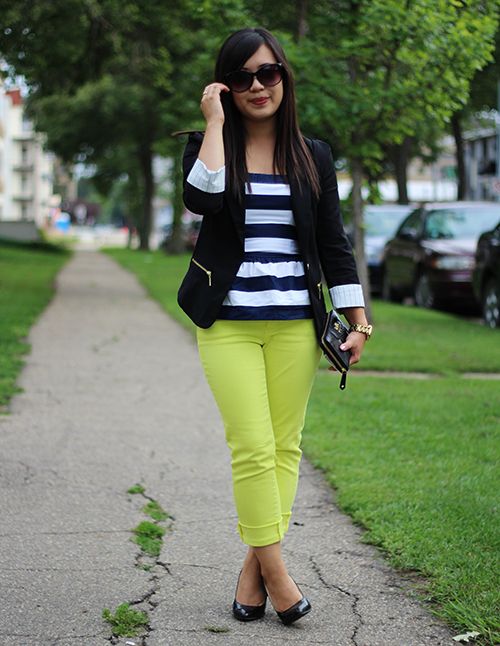 Navy Stripes & Neon Brights - Little Miss Andrea