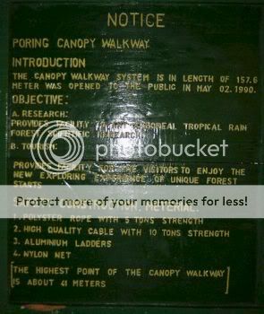 Notice at the Canopy Walkway