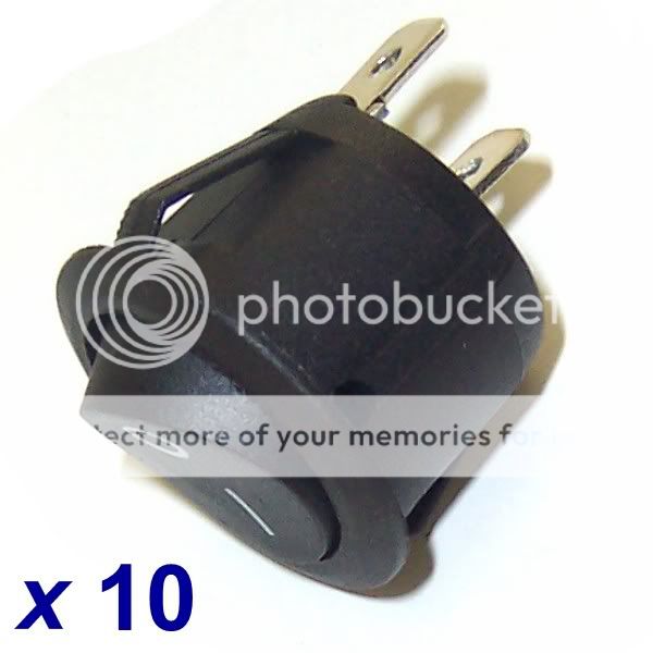 10 PACK 2 PIN ON   OFF S.P.S.T. ROUND ROCKER 12V SWITCH  