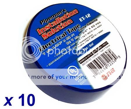 10 ROLLS OF 60 BLUE 3/4 ELECTRICAL TAPE   ET 12  