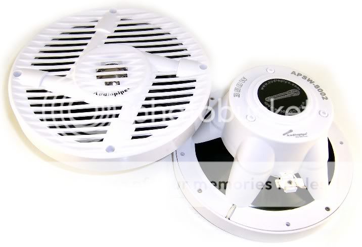 PAIR 8 350 WATT AUDIOPIPE MARINE APSW 8002 SPEAKERS  