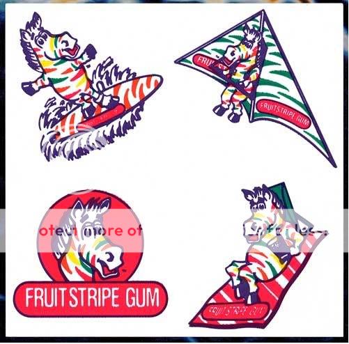 20 Temporary Tattoos ZEBRA FRUIT STRIPE LOGOS free ship  